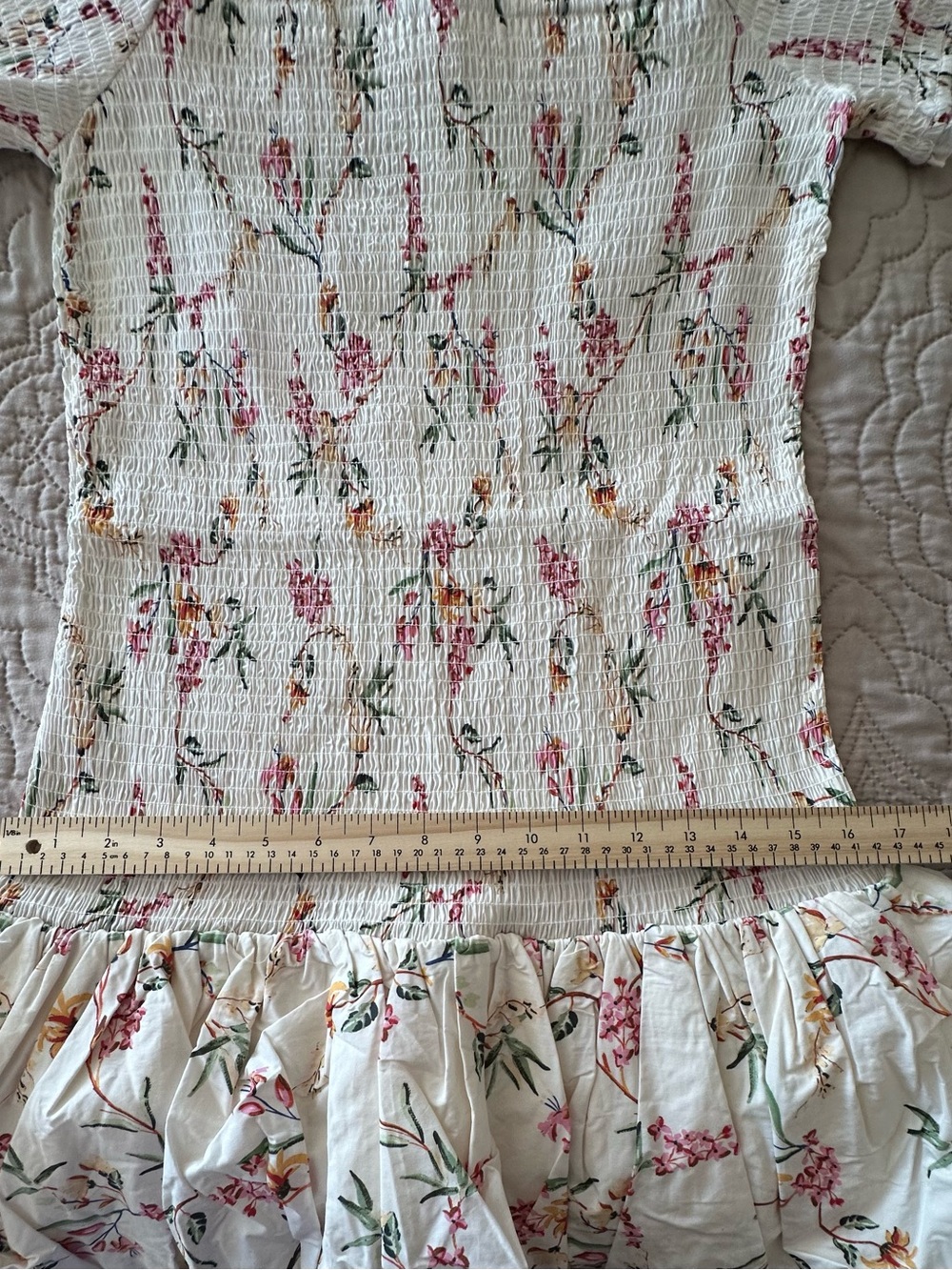 Floral Smocked Off Shoulder Bubble Hem Mini Dress Cottagecore Boho Summer Flirty - Picture 11 of 15